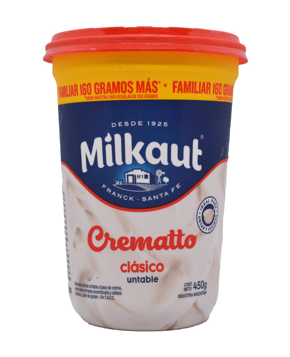 Queso Untable Milkaut Crematto Clásico 450 Gr